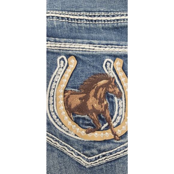NWT Rock & Roll Denim Jeans Boot Cut Sz 36 x 32 Horse embroidery on pocket - Picture 2 of 8